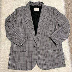 A New Day Plaid Blazer Black and White Suit Jacket